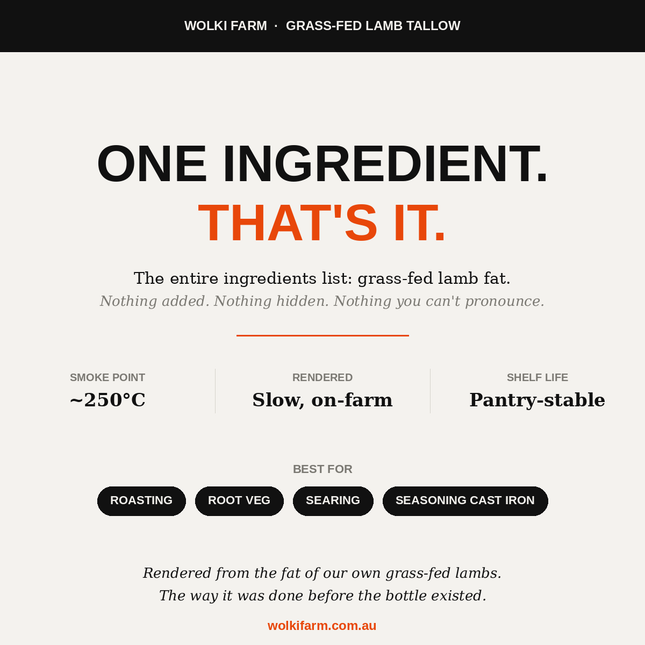 Grass Fed Lamb Tallow