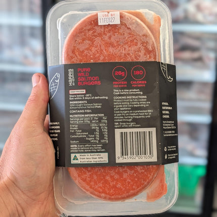 Hand holding a package of salami with a blurred background