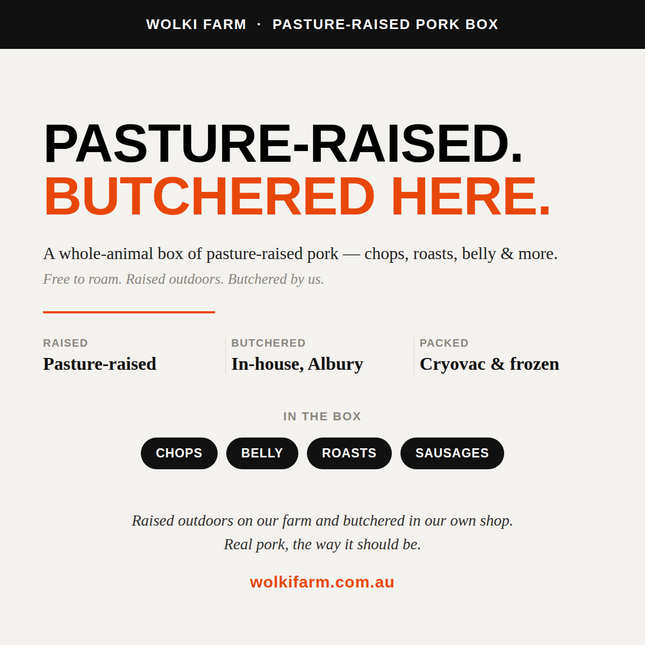 Wolki Farm Pasture-Raised Pork Box — outdoor-raised, butchered in-house